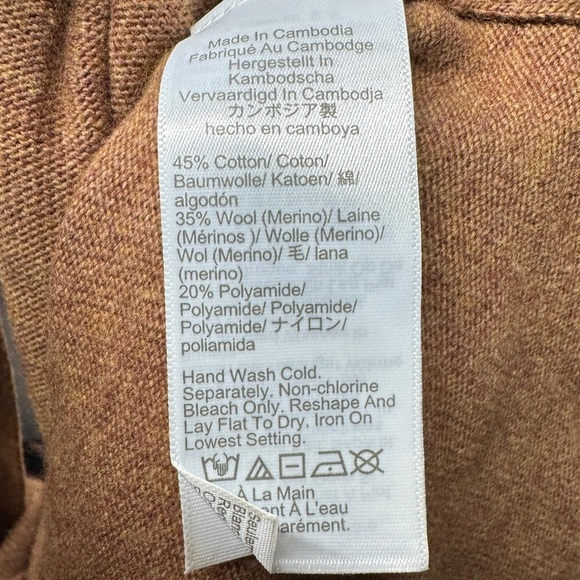 J.Crew Factory Wool Blend Belted Button Front Longline Cardigan Brown Sweater S - Picture 14 of 16